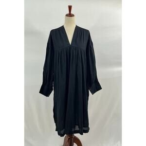 WORLD OF CROW Sz XL Black Tunic Layering Top Dress Cotton